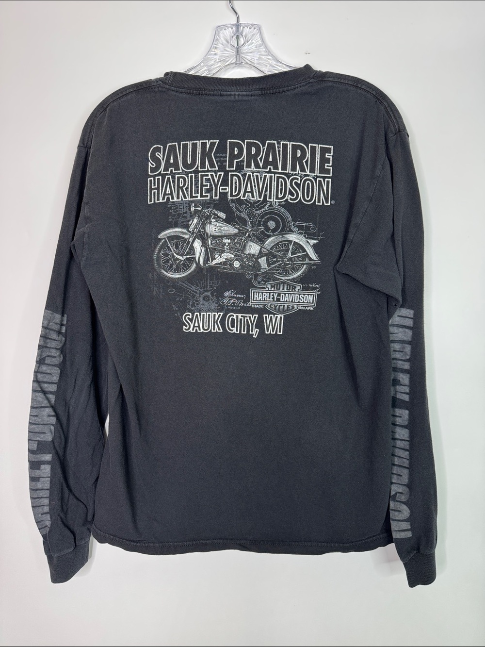 Vintage Harley Davidson Sauk City Black Long Sleeve Tshirt Size Medium